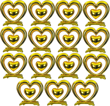 PMU 18-Inch Valentine's Day Heart Shaped Air Inflated Standing Open Heart Tabletop Mylar Foil Balloon