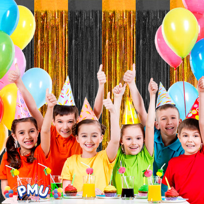 PMU Metallic Fringe Curtains | Metallic Foil Fringe Backdrop Curtains | Fringe Backdrop for Graduation, Birthday Party Decorations, Baby Shower, Disco Party |3ft x 8ft