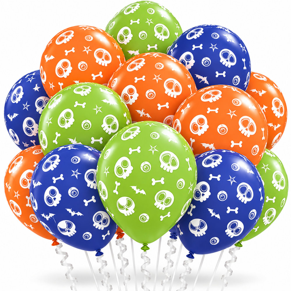 PMU Halloween Balloons - Small Latex Balloons for Halloween Ghost Theme & Birthday Parties, Trick-or-Treat, Party Favors & Decoration Supplies - 11 Inch