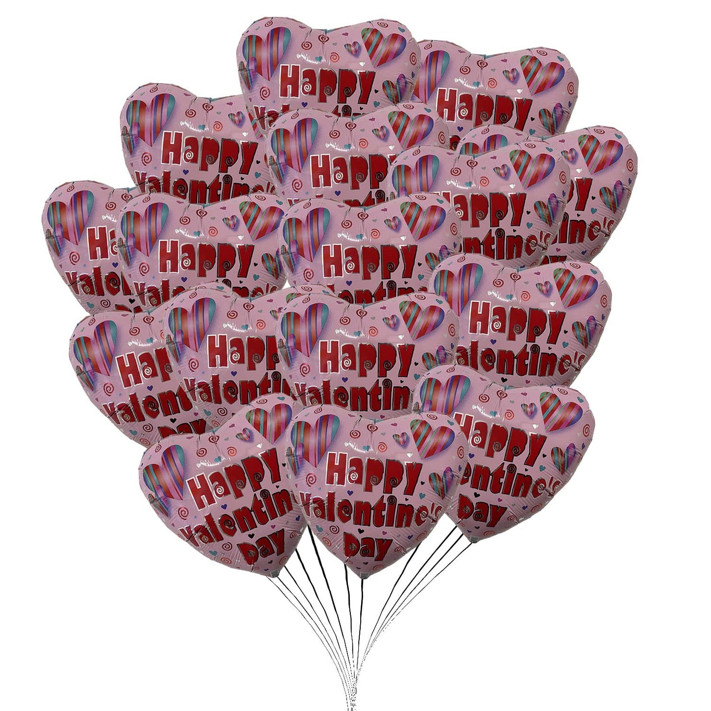 PMU Heart Shaped Happy Valentine's Day Balloons 18-Inch Mylar Idea Gift for Him or Her & Valentine Party Decorations