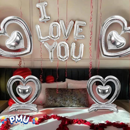 PMU 18-Inch Valentine's Day Heart Shaped Air Inflated Standing Open Heart Tabletop Mylar Foil Balloon