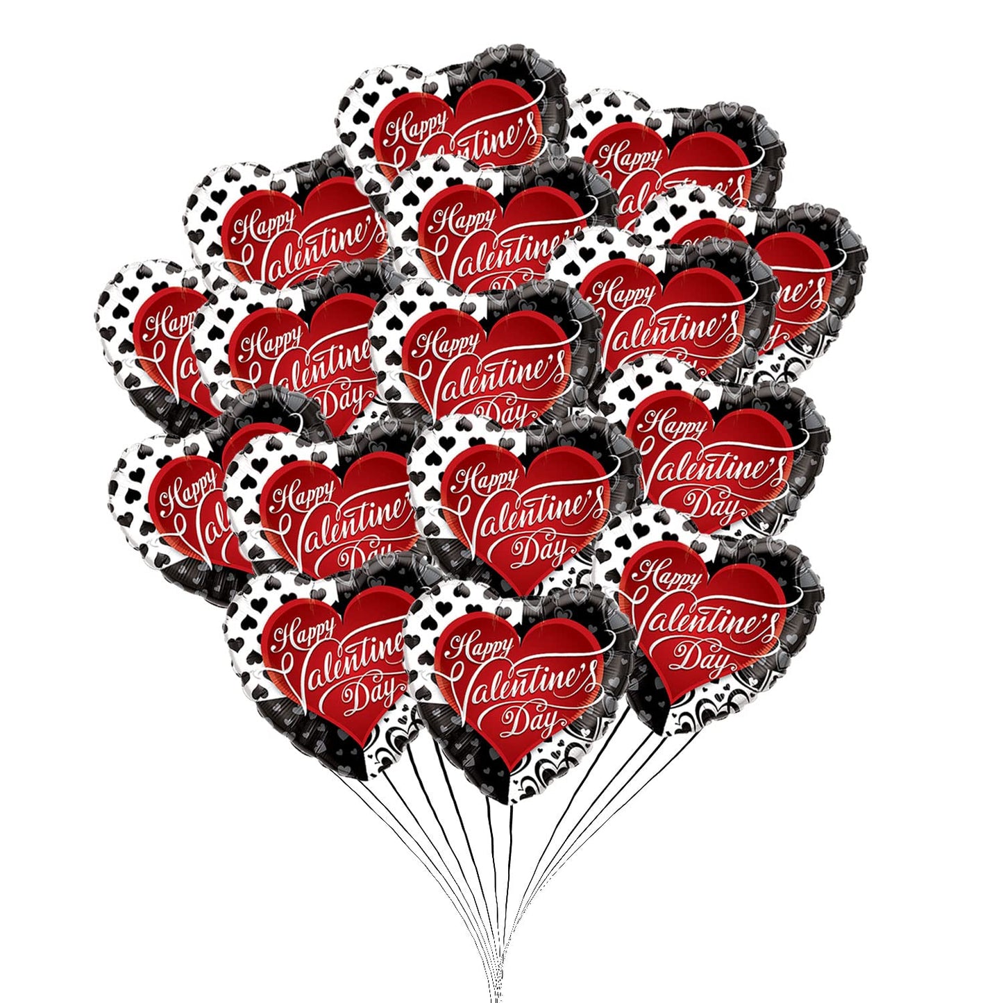 PMU Heart Shaped Happy Valentine's Day Balloons 18-Inch Mylar Idea Gift for Him or Her & Valentine Party Decorations