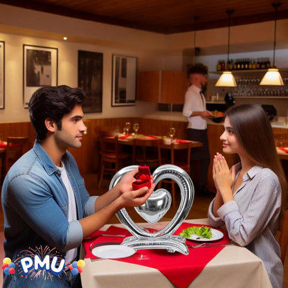 PMU 18-Inch Valentine's Day Heart Shaped Air Inflated Standing Open Heart Tabletop Mylar Foil Balloon