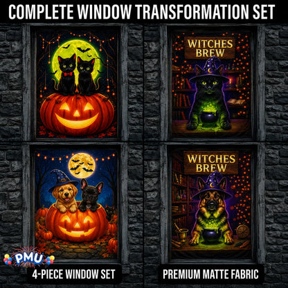 PMU 7 Set Halloween Garage Door Cover Set, 16x7ft, Window & Door Décor