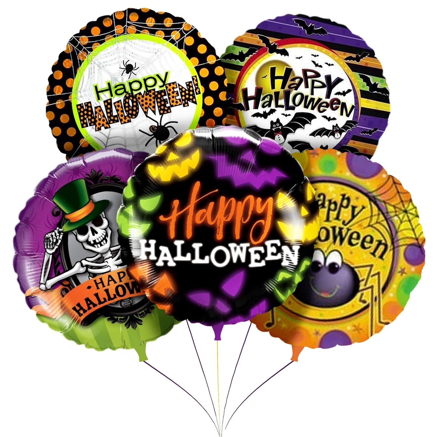 PMU Halloween Foil Balloons 18 Inch, Fun Mylar Balloons for Halloween Party Décor