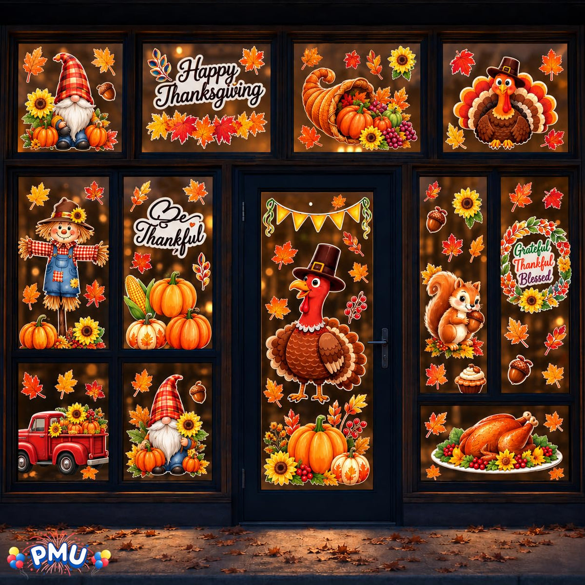PMU Thanksgiving Wall Stickers, Fall Decals, Harvest Wall Decor