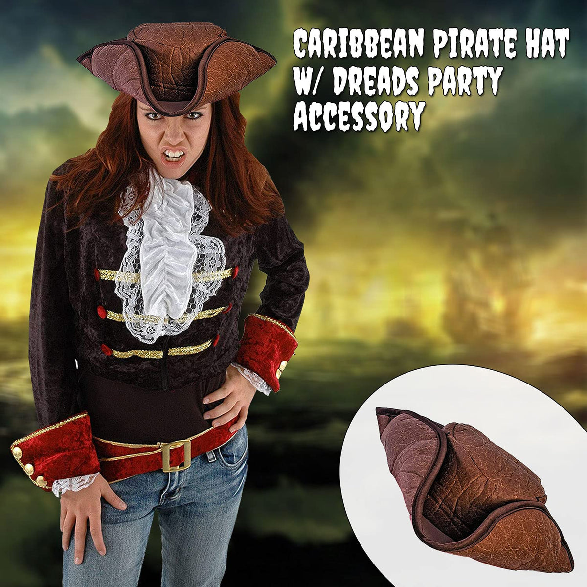 PMU Halloween Party Hats & Headbands, Caribbean Pirate, Witch & Pumpkin Accessories