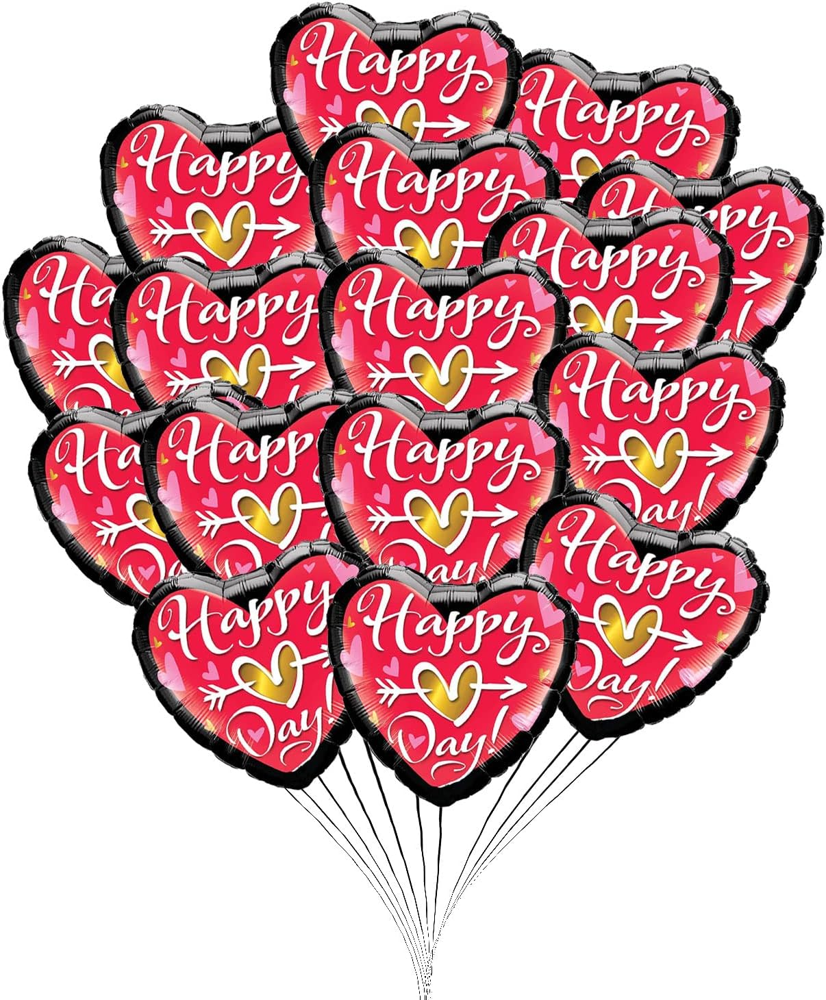 PMU Heart Shaped Happy Valentine's Day Balloons 18-Inch Mylar Idea Gift for Him or Her & Valentine Party Decorations