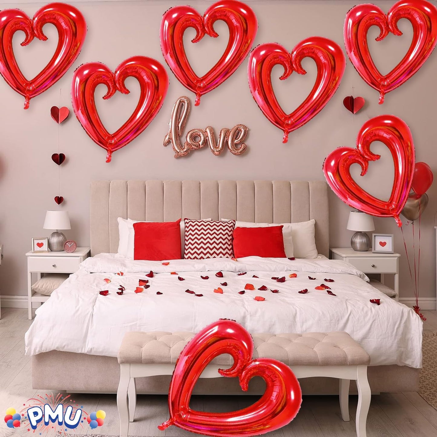 PMU Heart Shaped 24 Inch Open Center Mylar Balloon