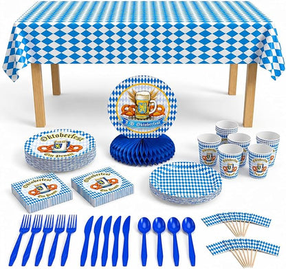 Oktoberfest Party Supplies Set Tableware Favors 138 Pcs for 8 Guests
