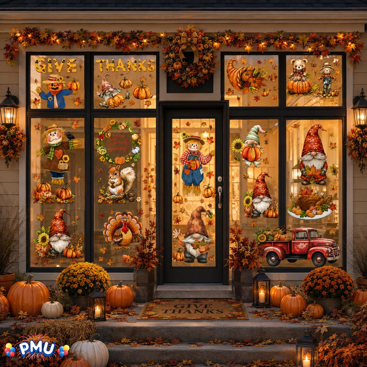 PMU Thanksgiving Wall Stickers, Fall Decals, Harvest Wall Decor