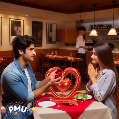 PMU 18-Inch Valentine's Day Heart Shaped Air Inflated Standing Open Heart Tabletop Mylar Foil Balloon