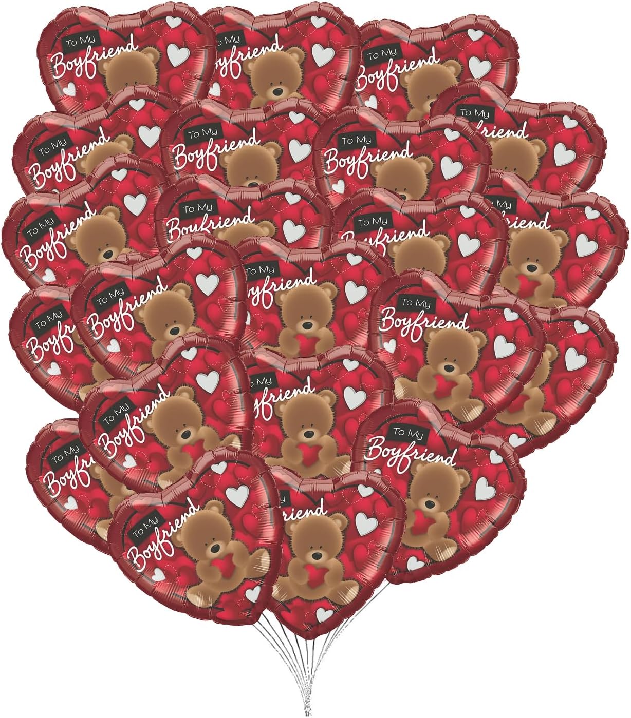 PMU Heart Shaped Happy Valentine's Day Balloons 18-Inch Mylar Idea Gift for Him or Her & Valentine Party Decorations