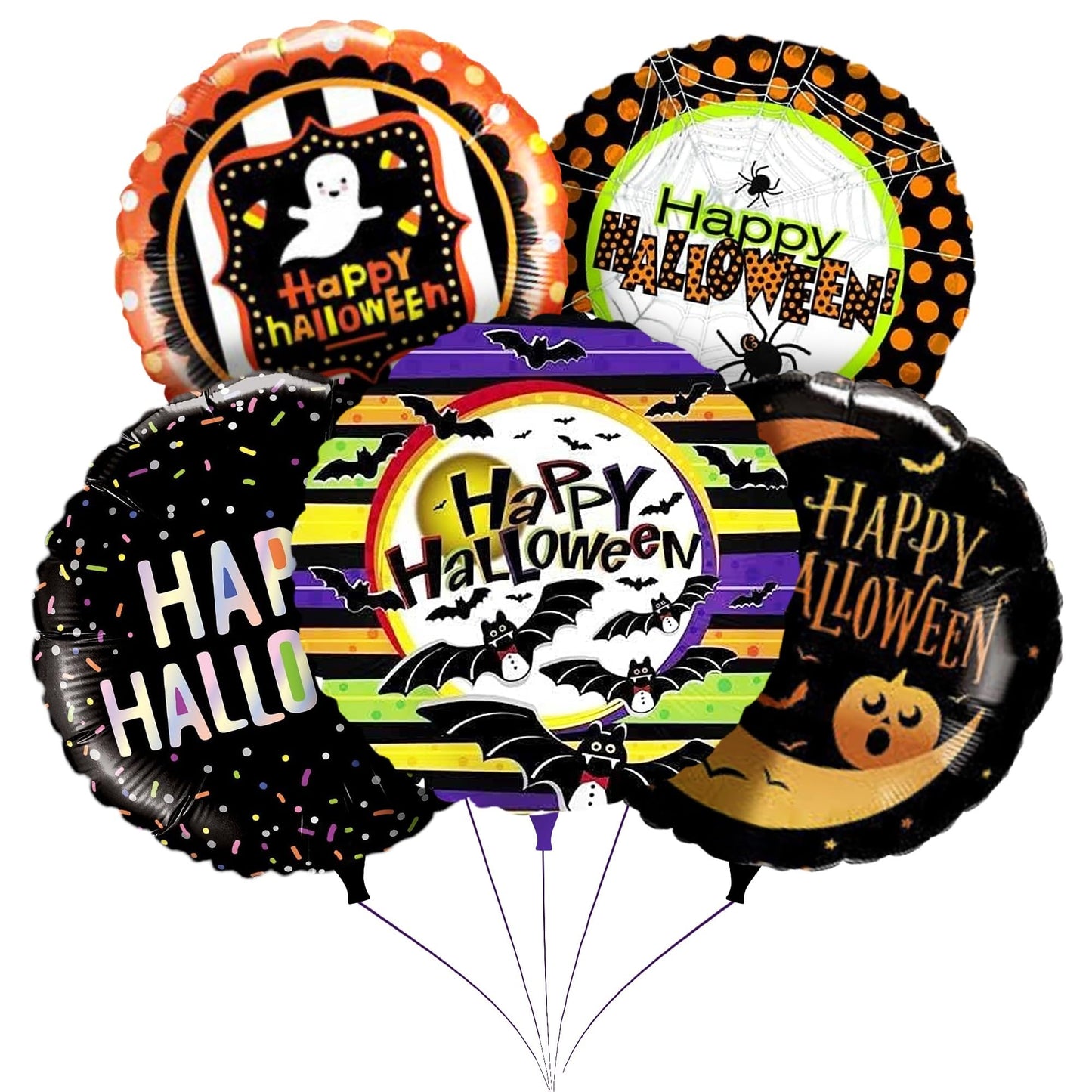 PMU Halloween Foil Balloons 18 Inch, Fun Mylar Balloons for Halloween Party Décor