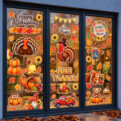 PMU Thanksgiving Wall Stickers, Fall Decals, Harvest Wall Decor