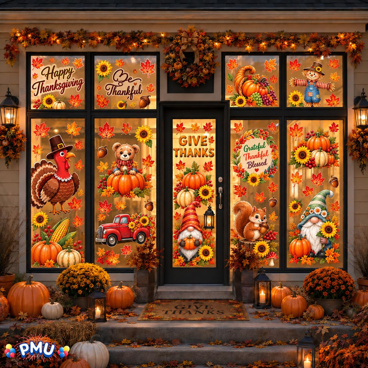 PMU Thanksgiving Wall Stickers, Fall Decals, Harvest Wall Decor