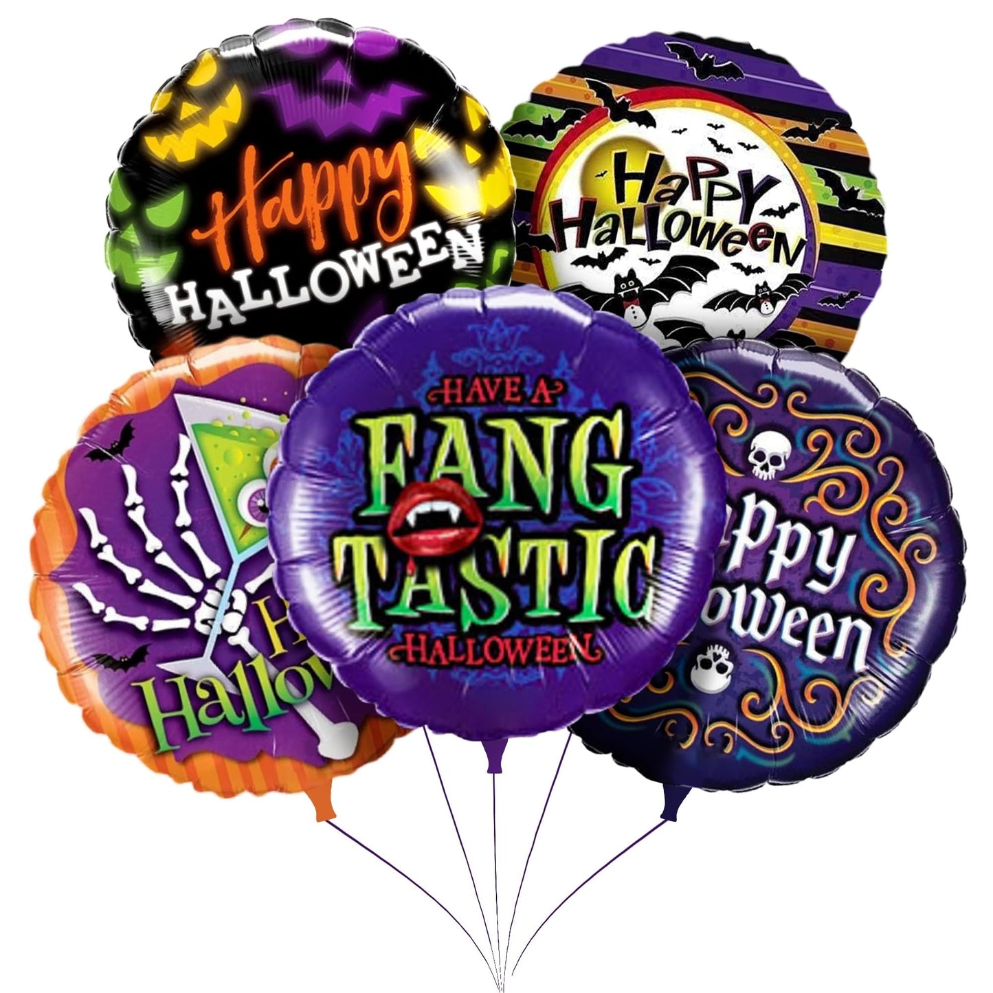 PMU Halloween Foil Balloons 18 Inch, Fun Mylar Balloons for Halloween Party Décor