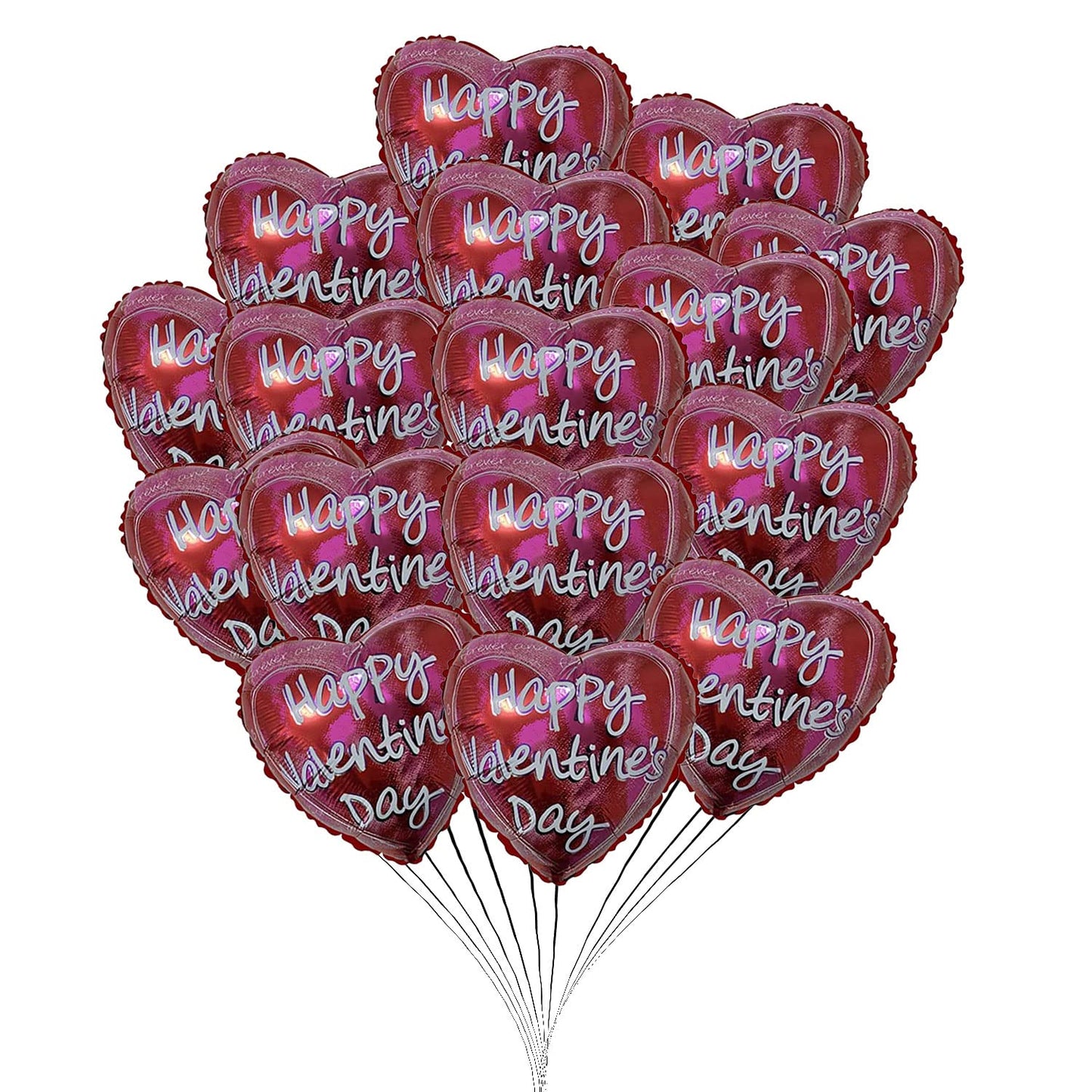 PMU Heart Shaped Happy Valentine's Day Balloons 18-Inch Mylar Idea Gift for Him or Her & Valentine Party Decorations