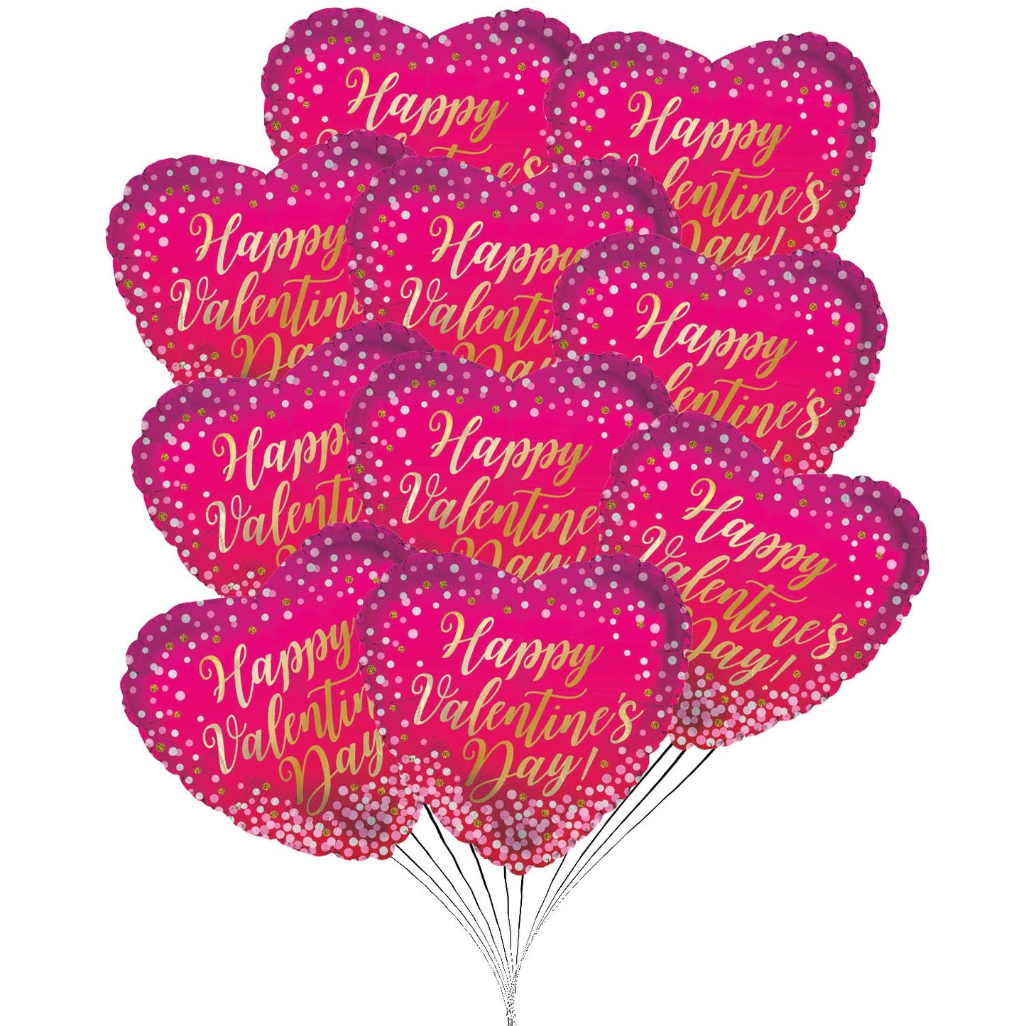 PMU Heart Shaped Happy Valentine's Day Balloons 18-Inch Mylar Idea Gift for Him or Her & Valentine Party Decorations