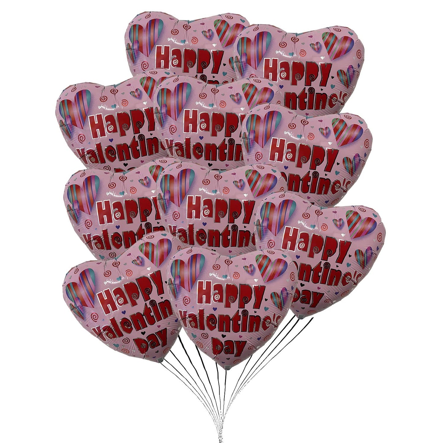 PMU Heart Shaped Happy Valentine's Day Balloons 18-Inch Mylar Idea Gift for Him or Her & Valentine Party Decorations