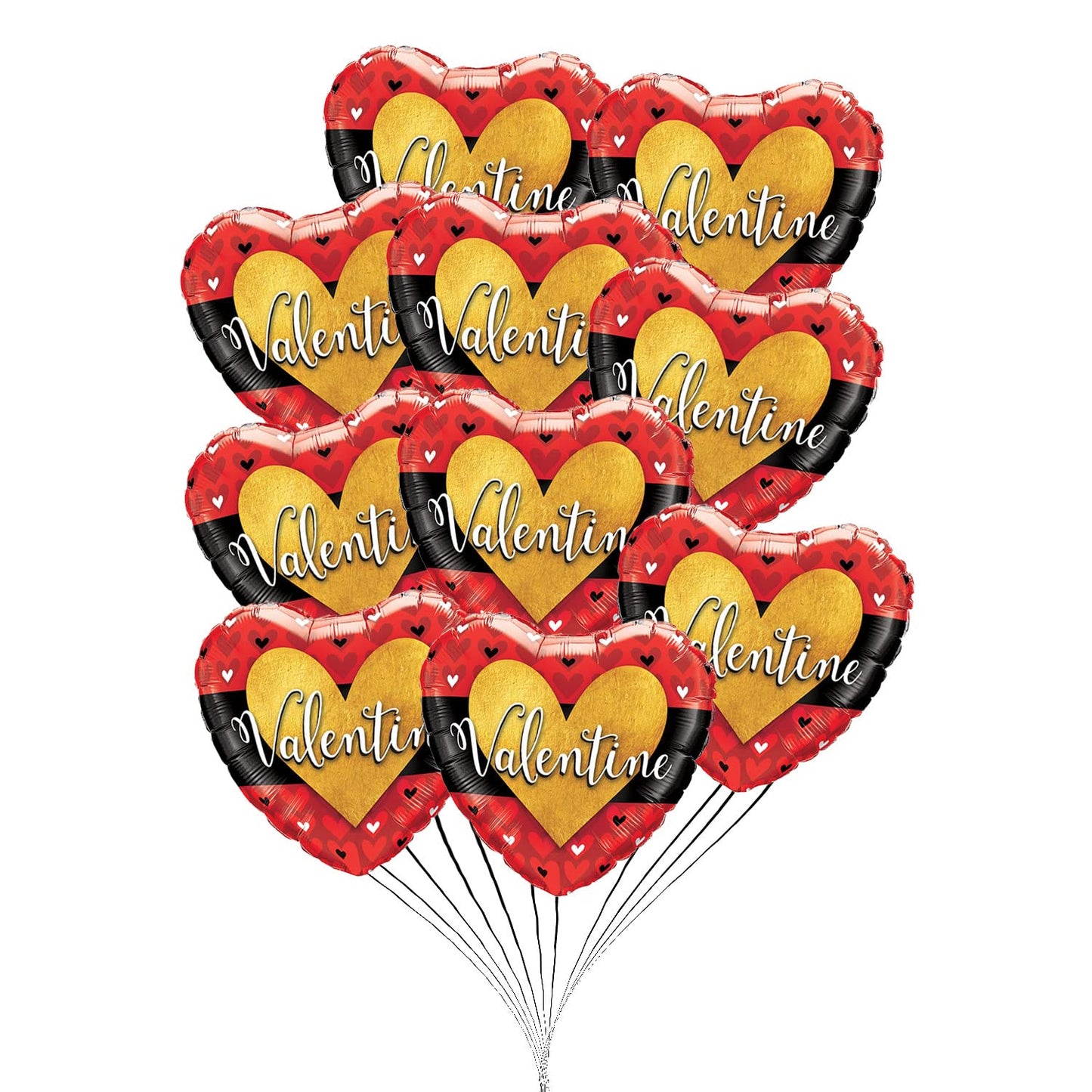 PMU Heart Shaped Happy Valentine's Day Balloons 18-Inch Mylar Idea Gift for Him or Her & Valentine Party Decorations