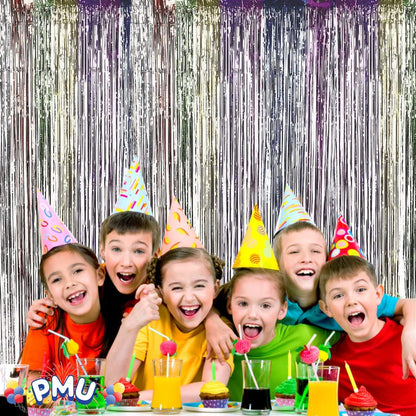 PMU Metallic Fringe Curtains | Metallic Foil Fringe Backdrop Curtains | Fringe Backdrop for Graduation, Birthday Party Decorations, Baby Shower, Disco Party |3ft x 8ft