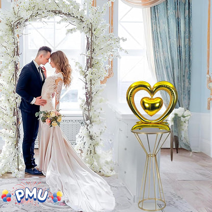 PMU 18-Inch Valentine's Day Heart Shaped Air Inflated Standing Open Heart Tabletop Mylar Foil Balloon