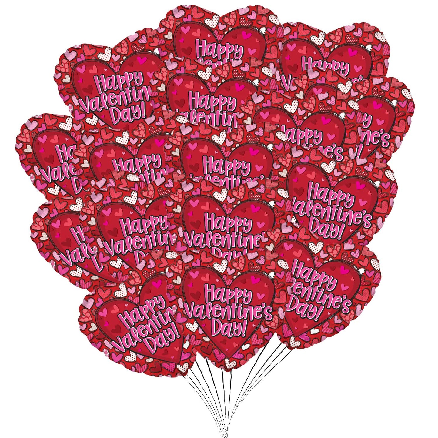 PMU Heart Shaped Happy Valentine's Day Balloons 18-Inch Mylar Idea Gift for Him or Her & Valentine Party Decorations