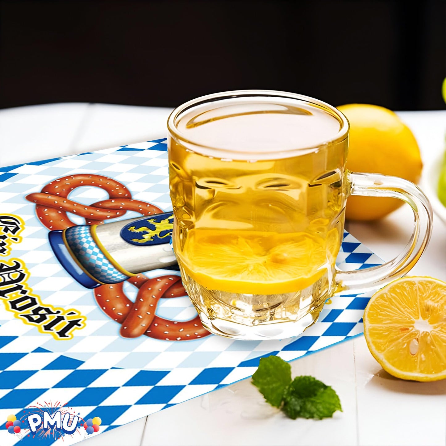 PMU Oktoberfest 9 Inch Dessert Plates, German Beer Festival Party Tableware
