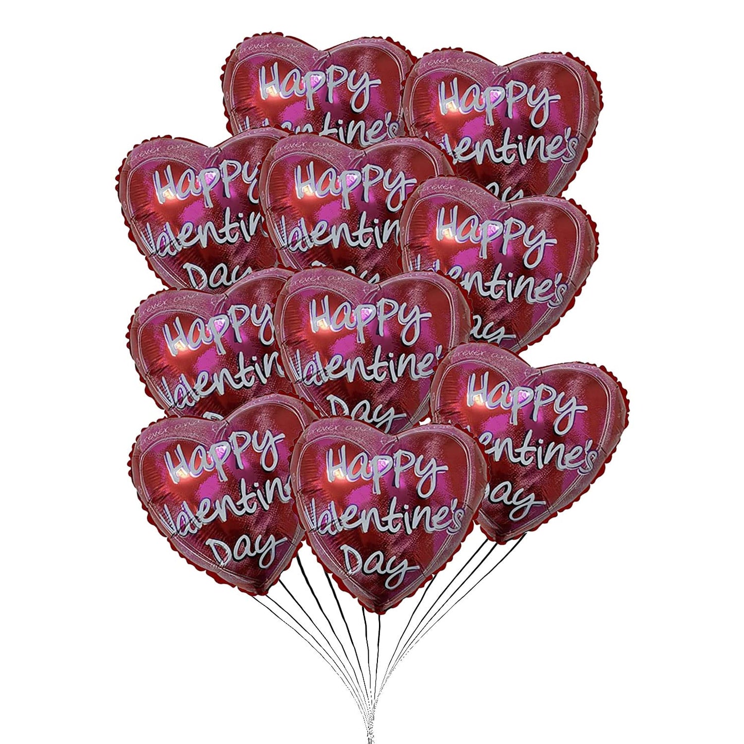 PMU Heart Shaped Happy Valentine's Day Balloons 18-Inch Mylar Idea Gift for Him or Her & Valentine Party Decorations