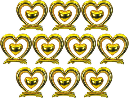 PMU 18-Inch Valentine's Day Heart Shaped Air Inflated Standing Open Heart Tabletop Mylar Foil Balloon