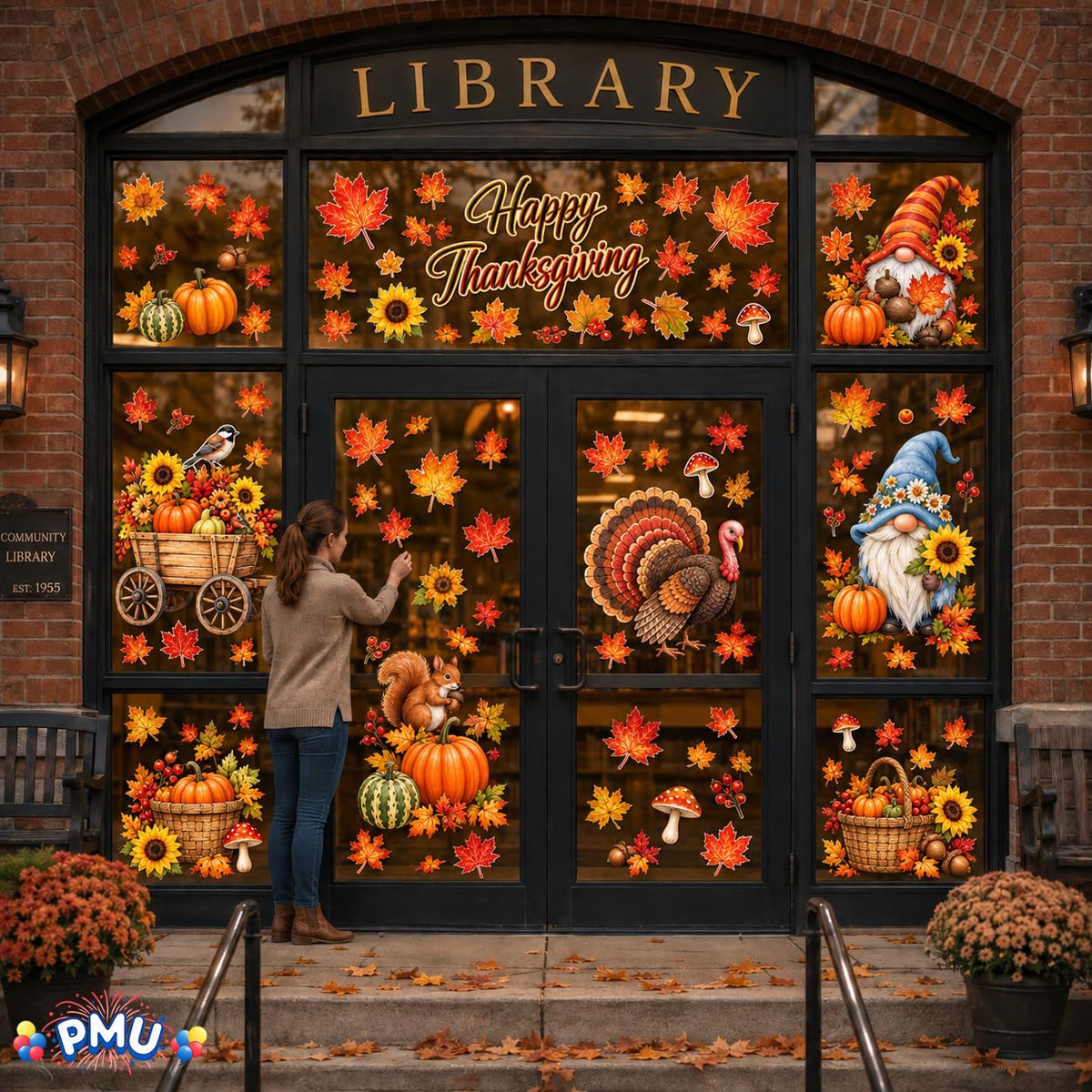 PMU Thanksgiving Wall Stickers, Fall Decals, Harvest Wall Decor