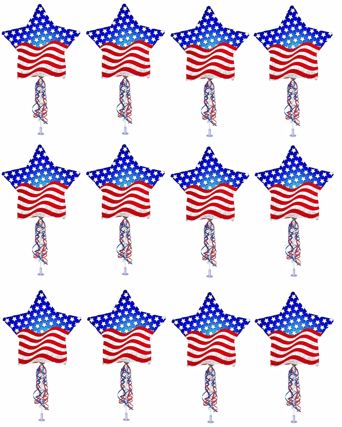 PMU 9 inch Pre-Inflated Emoji and Patriotic Balloons with Stick