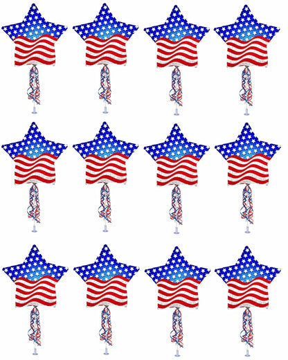 PMU 9 inch Pre-Inflated Emoji and Patriotic Balloons with Stick