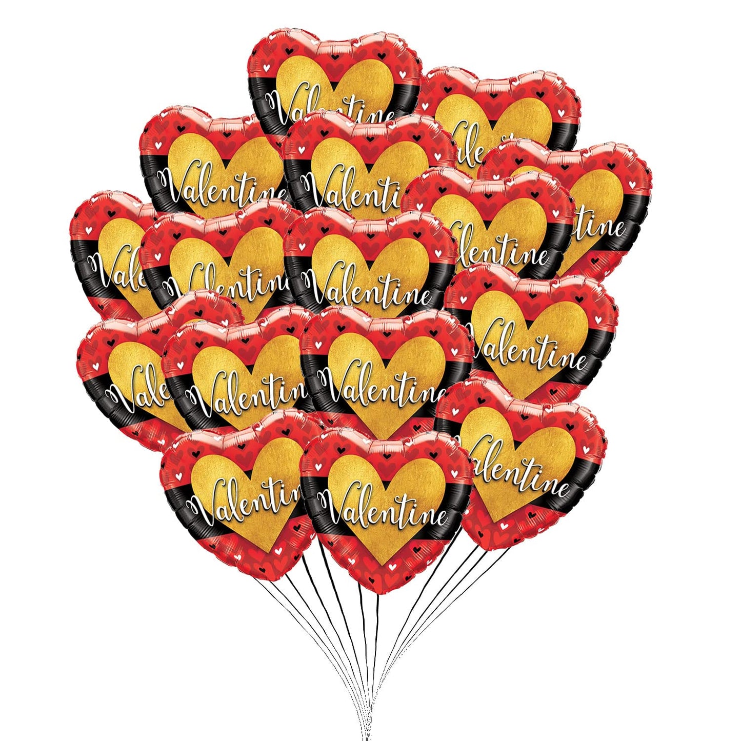 PMU Heart Shaped Happy Valentine's Day Balloons 18-Inch Mylar Idea Gift for Him or Her & Valentine Party Decorations