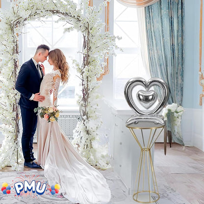 PMU 18-Inch Valentine's Day Heart Shaped Air Inflated Standing Open Heart Tabletop Mylar Foil Balloon