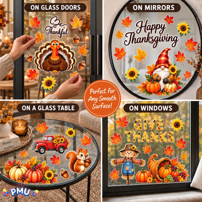 PMU Thanksgiving Wall Stickers, Fall Decals, Harvest Wall Decor