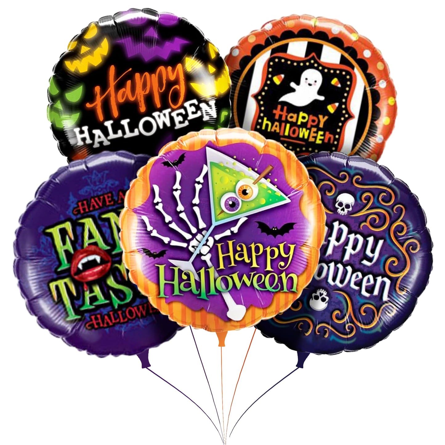PMU Halloween Foil Balloons 18 Inch, Fun Mylar Balloons for Halloween Party Décor