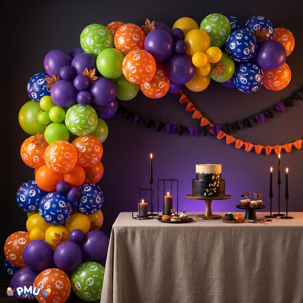PMU Halloween Balloons - Small Latex Balloons for Halloween Ghost Theme & Birthday Parties, Trick-or-Treat, Party Favors & Decoration Supplies - 11 Inch
