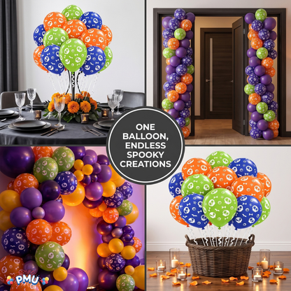 PMU Halloween Balloons - Small Latex Balloons for Halloween Ghost Theme & Birthday Parties, Trick-or-Treat, Party Favors & Decoration Supplies - 11 Inch