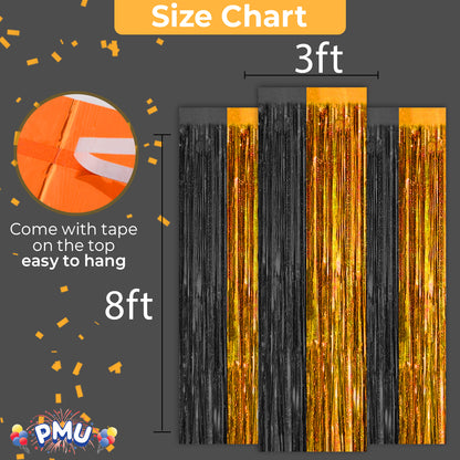 PMU Metallic Fringe Curtains | Metallic Foil Fringe Backdrop Curtains | Fringe Backdrop for Graduation, Birthday Party Decorations, Baby Shower, Disco Party |3ft x 8ft