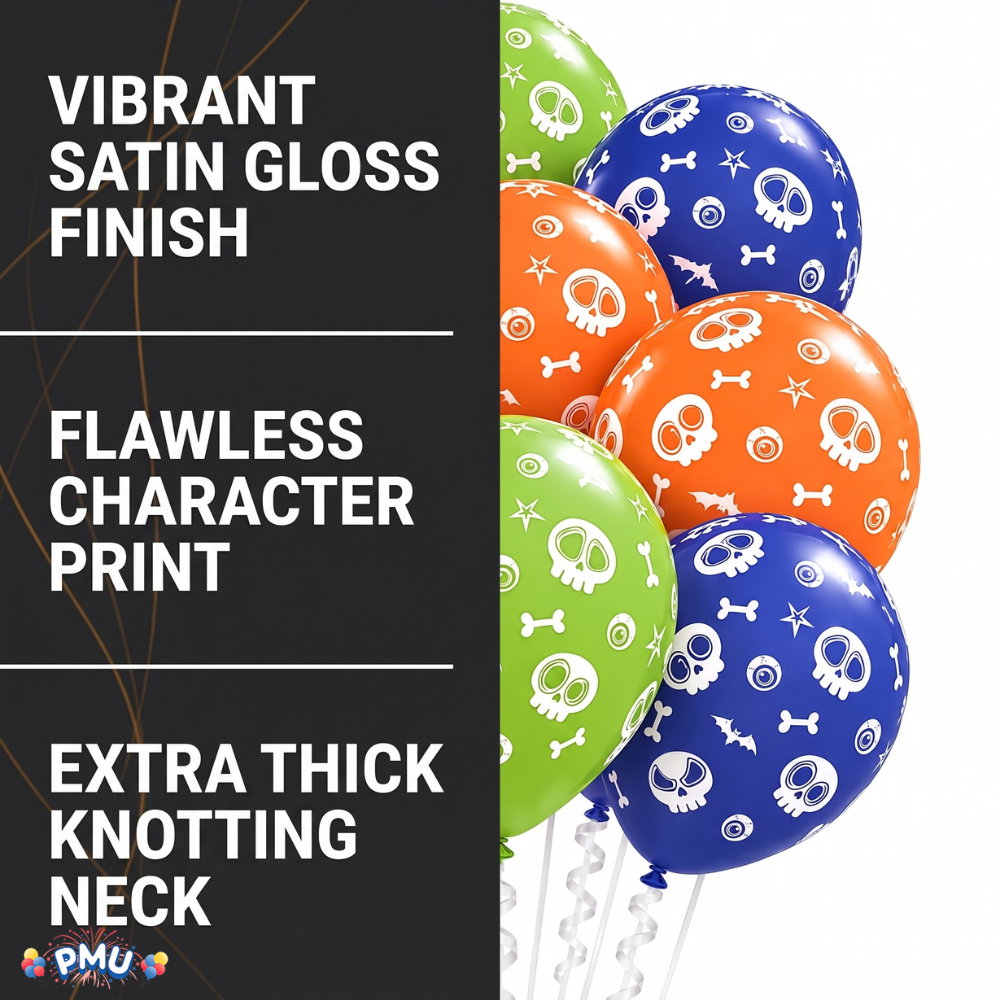 PMU Halloween Balloons - Small Latex Balloons for Halloween Ghost Theme & Birthday Parties, Trick-or-Treat, Party Favors & Decoration Supplies - 11 Inch