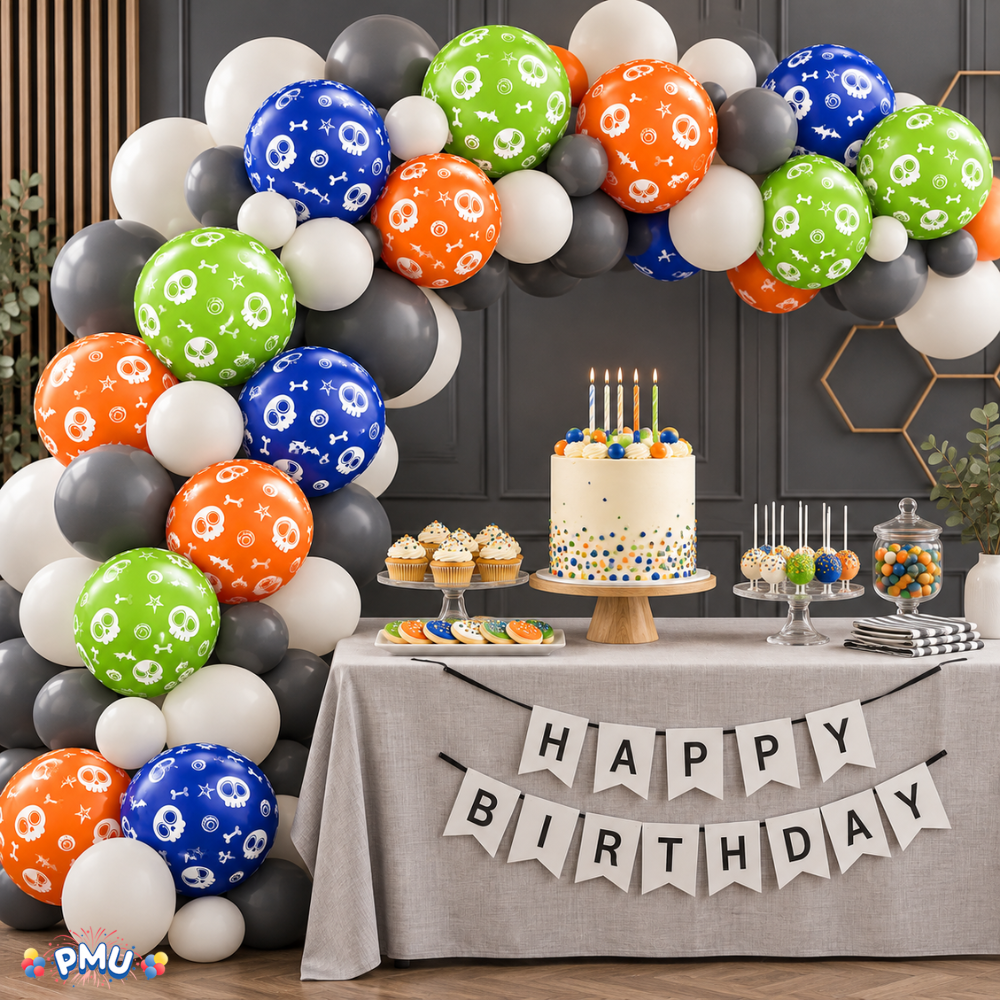 PMU Halloween Balloons - Small Latex Balloons for Halloween Ghost Theme & Birthday Parties, Trick-or-Treat, Party Favors & Decoration Supplies - 11 Inch