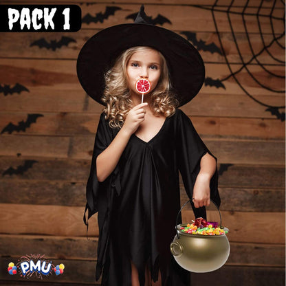 PMU Halloween Cauldron - Blow Mold Plastic Party Accessory - Candy Holder for Kids - Halloween Party Favors & Supplies - 8 Inch