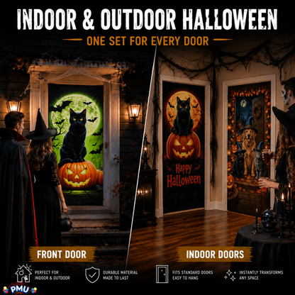 PMU 3 Pcs Halloween Door Cover, High-Definition Door Cover Halloween Decor