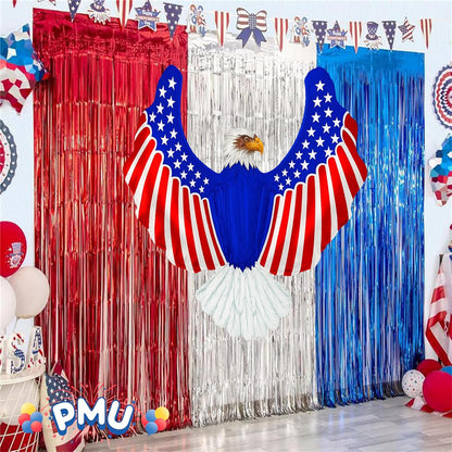 PMU 40 Inch Patriotic Eagle Balloon – American Flag Mylar Balloon for 4th of July, Independence Day Party Decorations, Red White Blue Décor
