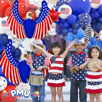PMU 40 Inch Patriotic Eagle Balloon – American Flag Mylar Balloon for 4th of July, Independence Day Party Decorations, Red White Blue Décor