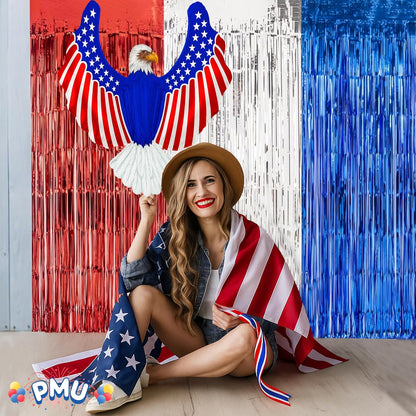 PMU 40 Inch Patriotic Eagle Balloon – American Flag Mylar Balloon for 4th of July, Independence Day Party Decorations, Red White Blue Décor