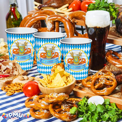 PMU Oktoberfest 9 Inch Dessert Plates, German Beer Festival Party Tableware