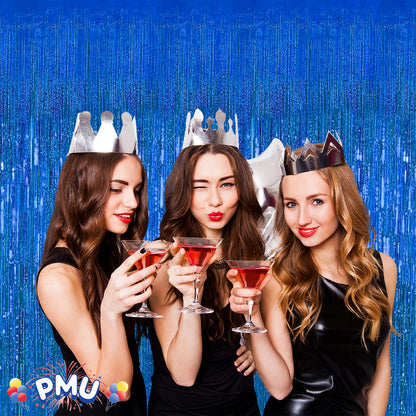 PMU Metallic Fringe Curtains | Metallic Foil Fringe Backdrop Curtains | Fringe Backdrop for Graduation, Birthday Party Decorations, Baby Shower, Disco Party |3ft x 8ft